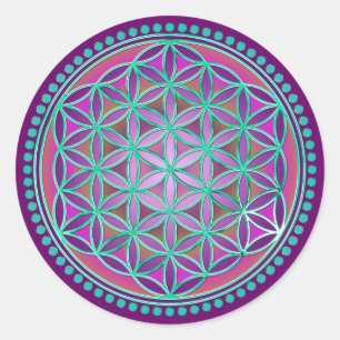 Levensloop / Blume des lebens - Button VI Ronde Sticker