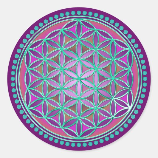 Levensloop / Blume des lebens - Button VI Ronde Sticker (Voorkant)