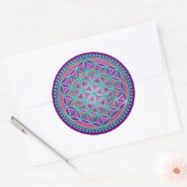Levensloop / Blume des lebens - Button VI Ronde Sticker (Envelop)