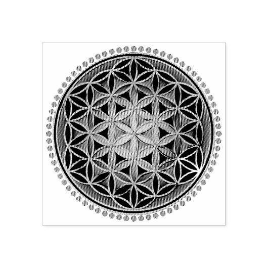 Levensloop / Blume des lebens - Button VI Rubberstempel (Afrduk)