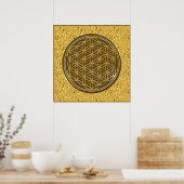 Levensloop / Blume des lebens - goud Poster (Keuken)