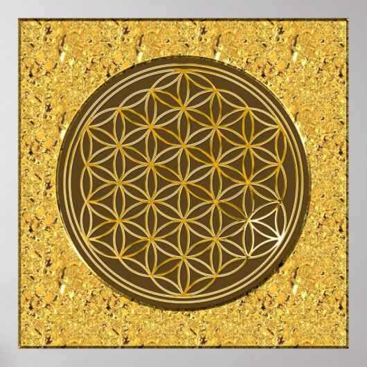Levensloop / Blume des lebens - goud Poster (Voorkant)
