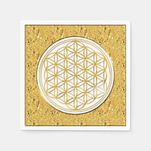Levensloop / Blume des lebens - goud Servetten (Voorkant)