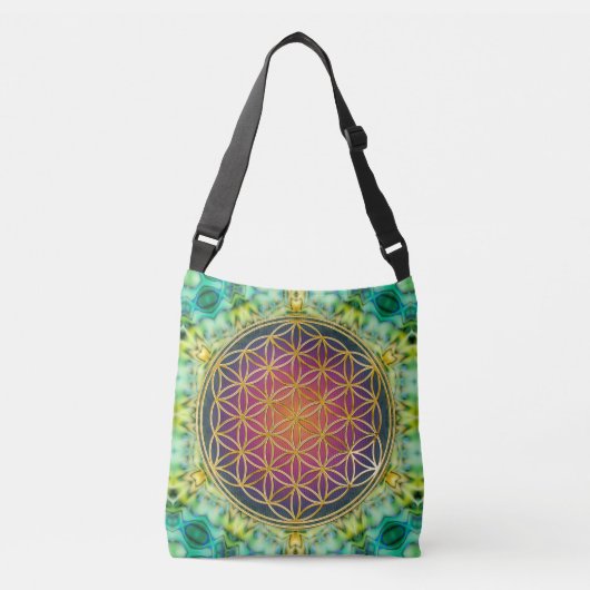 Levensloop / Blume des lebens - goudfractal 2 Crossbody Tas (Voorkant)