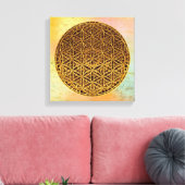 Levensloop / Blume des lebens - medaille goud Canvas Afdruk (Insitu (Woonkamer))