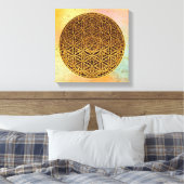 Levensloop / Blume des lebens - medaille goud Canvas Afdruk (Insitu (Slaapkamer))