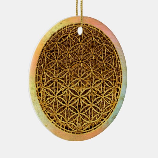 Levensloop / Blume des lebens - medaille goud Keramisch Ornament (Rechts)