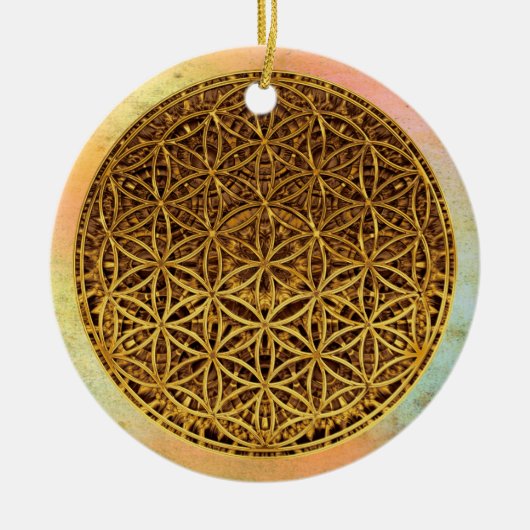 Levensloop / Blume des lebens - medaille goud Keramisch Ornament (Voorkant)