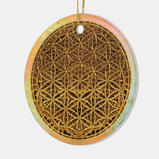 Levensloop / Blume des lebens - medaille goud Keramisch Ornament (Links)