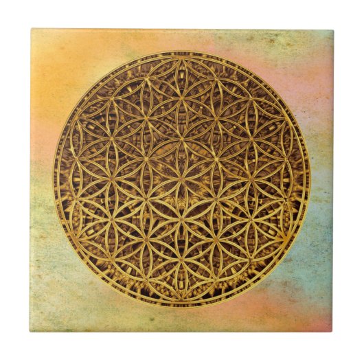 Levensloop / Blume des lebens - medaille goud Tegeltje (Voorkant)