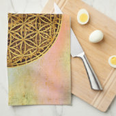 Levensloop / Blume des lebens - medaille goud Theedoek (Quarter Fold)