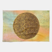 Levensloop / Blume des lebens - medaille goud Theedoek (Horizontaal)