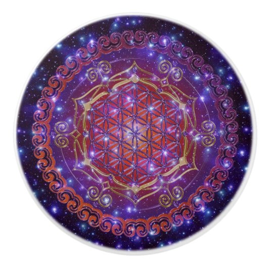 Levensloop / Blume des lebens - Ornament II a Keramische Knop (Voorkant)