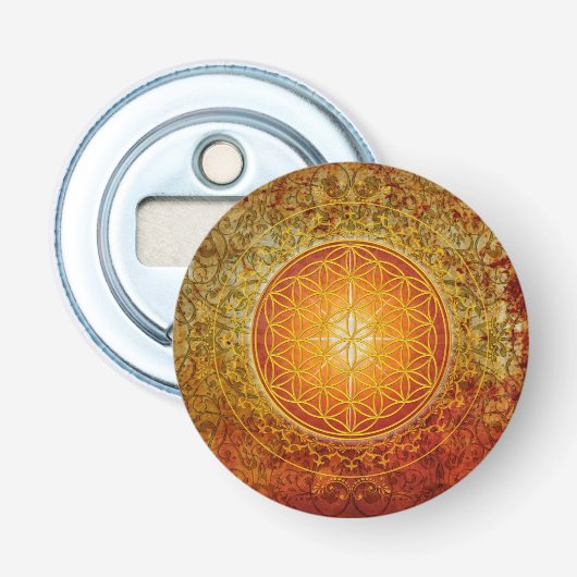 Levensloop / Blume des lebens - Ornament III Button Flesopener (Voorkant)