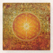Levensloop / Blume des lebens - Ornament III Glazen Onderzetter (Voorkant)