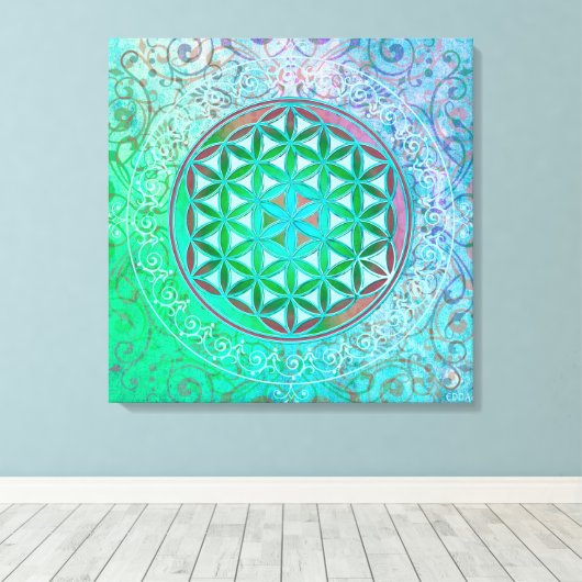 Levensloop / Blume des lebens - Ornament IV Canvas Afdruk (Insitu (Houten vloer))