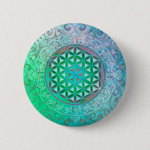 Levensloop / Blume des lebens - Ornament IV Ronde Button 5,7 Cm