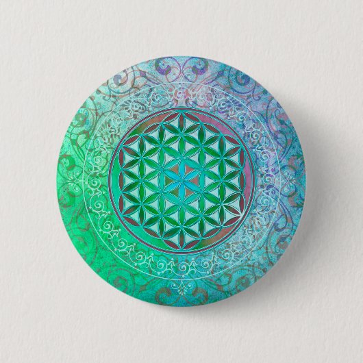 Levensloop / Blume des lebens - Ornament IV Ronde Button 5,7 Cm (Voorkant)