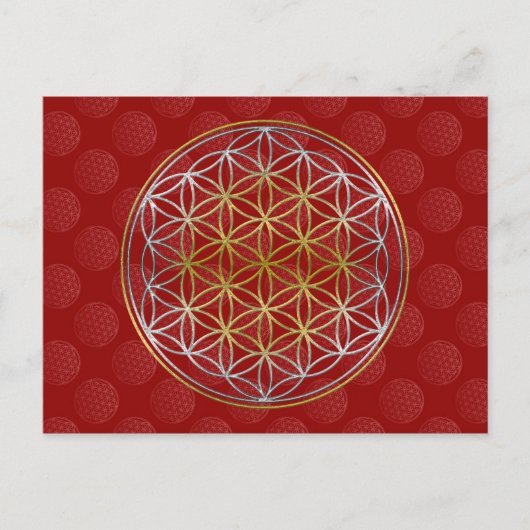 Levensloop / Blume des lebens - rode patronen Briefkaart (Voorkant)