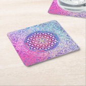 Levensloop / Blume des lebens - sierbloem v Kartonnen Onderzetters (Schuin)