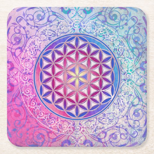 Levensloop / Blume des lebens - sierbloem v Kartonnen Onderzetters (Voorkant)