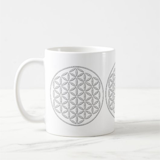 Levensloop / Blume des lebens - wit stempel Koffiemok (Links)