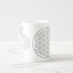 Levensloop / Blume des lebens - wit stempel Porselein Kop
