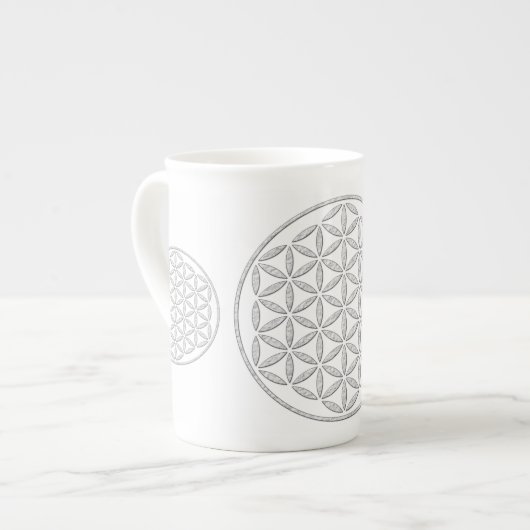 Levensloop / Blume des lebens - wit stempel Porselein Kop (Links)