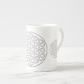 Levensloop / Blume des lebens - wit stempel Porselein Kop (Voorkant rechts)