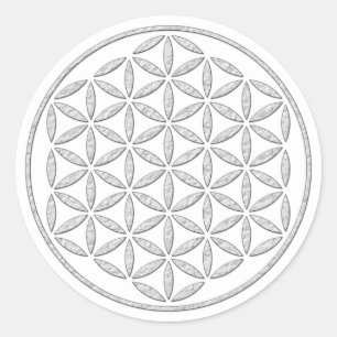 Levensloop / Blume des lebens - wit stempel Ronde Sticker