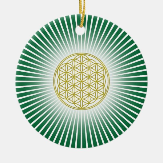 Levensloop / Blume des lebens - witte stralen Keramisch Ornament (Voorkant)