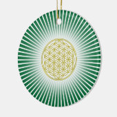 Levensloop / Blume des lebens - witte stralen Keramisch Ornament (Links)