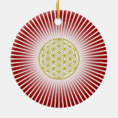Levensloop / Blume des lebens - witte stralen Keramisch Ornament (Achterkant)