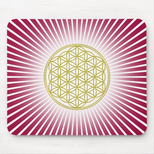 Levensloop / Blume des lebens - witte stralen Muismat (Voorkant)