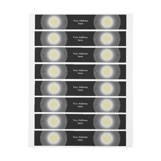 Levensloop / Blume des lebens - witte stralen Omwikkelbaar Adreslabel (Vel)