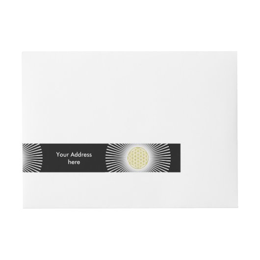 Levensloop / Blume des lebens - witte stralen Omwikkelbaar Adreslabel (Voorkant)