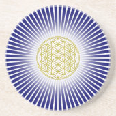 Levensloop / Blume des lebens - witte stralen Zandsteen Onderzetter (Voorkant)