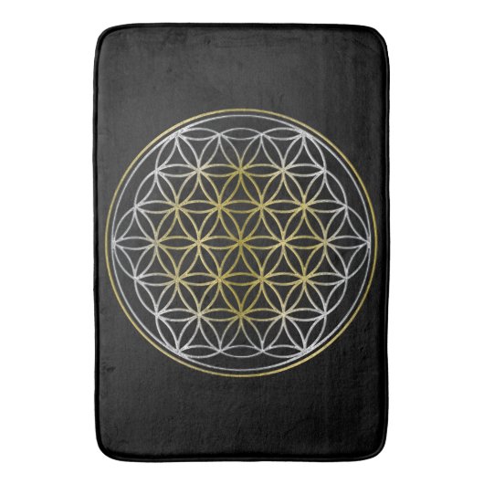 Levensloop / Blume des lebens - zilvergoud Badmat (Voorkant Verticaal)