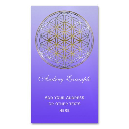 Levensloop / Blume des lebens - zilvergoud Magnetisch Visitekaartje (Voorkant Verticaal)