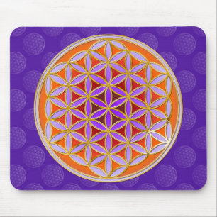 Levensloop - Button stijl oranje violet Muismat