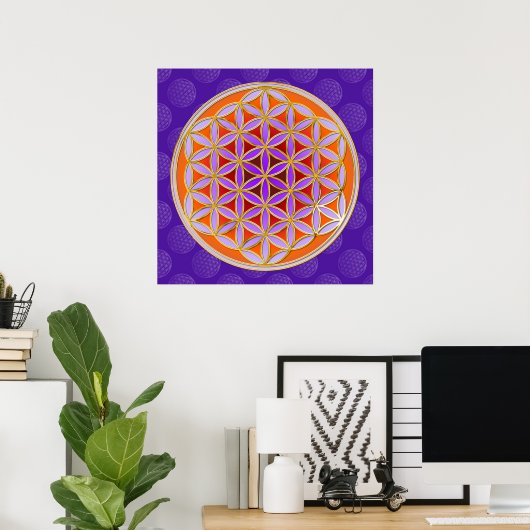 Levensloop - Button stijl oranje violet Poster (Thuiskantoor)