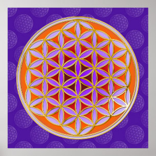 Levensloop - Button stijl oranje violet Poster