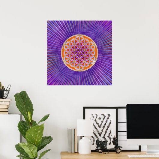 Levensloop - Button stijl oranje violet Poster (Thuiskantoor)