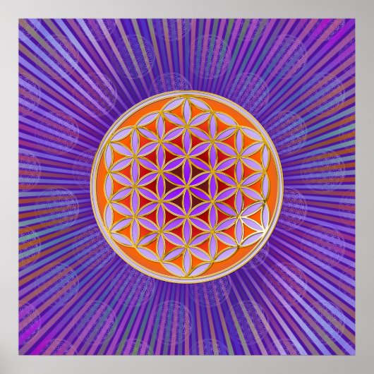 Levensloop - Button stijl oranje violet Poster (Voorkant)