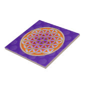 Levensloop - Button stijl oranje violet Tegeltje (Zijkant)