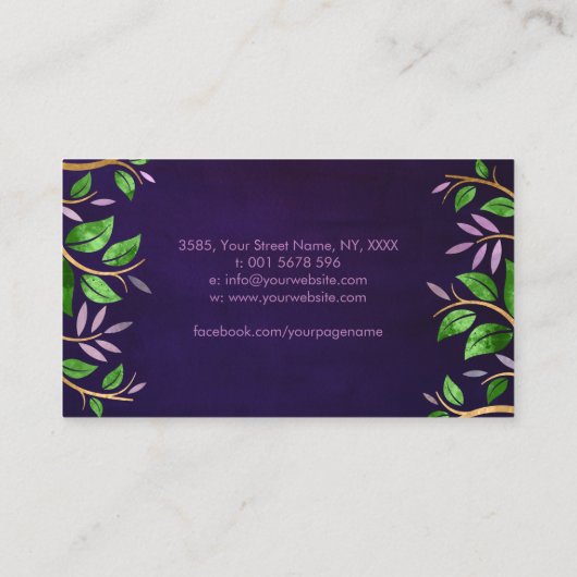 Levensloop - Fluoriet en goud Visitekaartje (Achterkant)