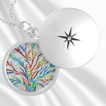 Levensloop Locket Ketting<br><div class="desc">Dit bijzondere ketting is versierd met een kleurrijk levensboom mozaïekontwerp. Origineel mozaïek © Michele Davies.</div>