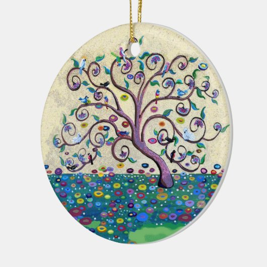 Levensloop met vogels keramisch ornament (Links)