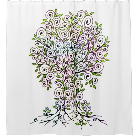 Levensloop - Spiralen bladeren vruchten 1 Douchegordijn (Voorkant)