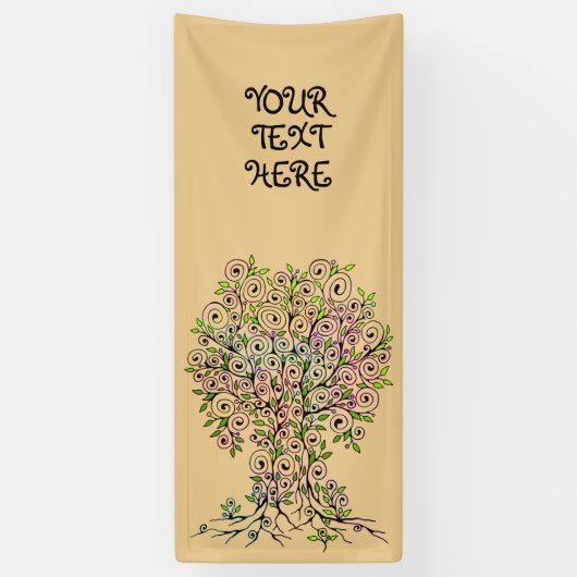 Levensloop - Spiralen bladeren vruchten 1 Spandoek (Verticaal)